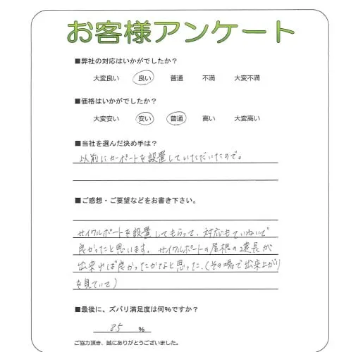 手書きアンケート