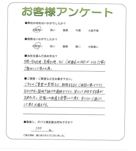 手書きアンケート