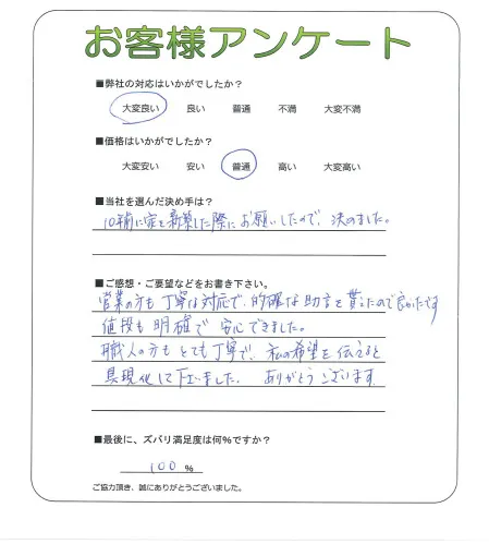 手書きアンケート