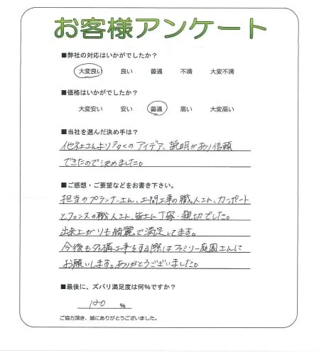 手書きアンケート