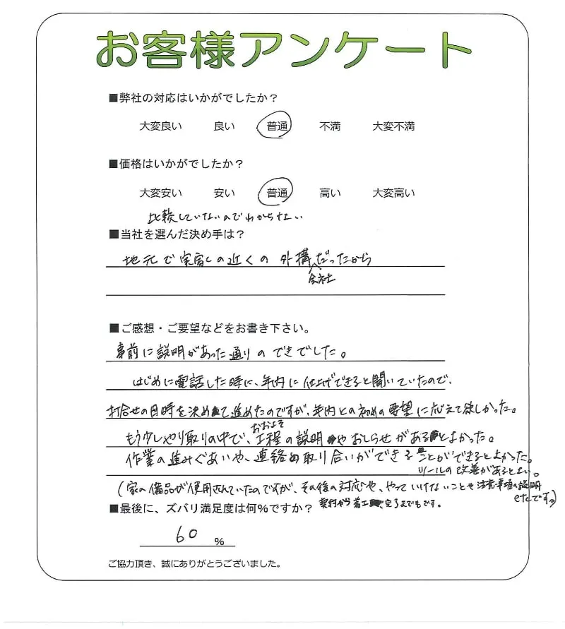 手書きアンケート