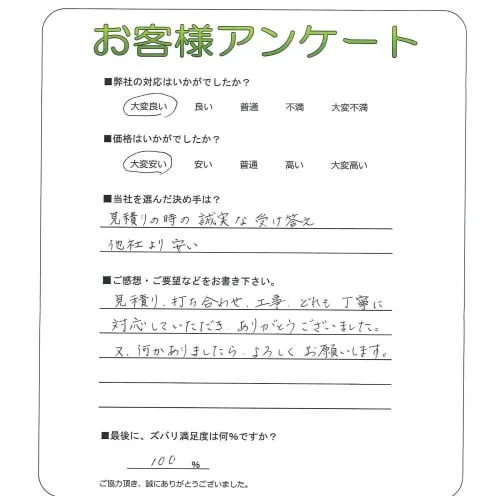 手書きアンケート