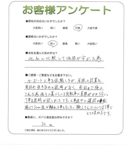 手書きアンケート