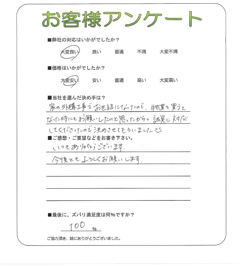 手書きアンケート