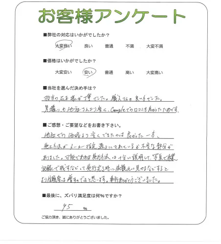 手書きアンケート