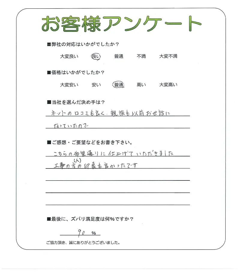 手書きアンケート