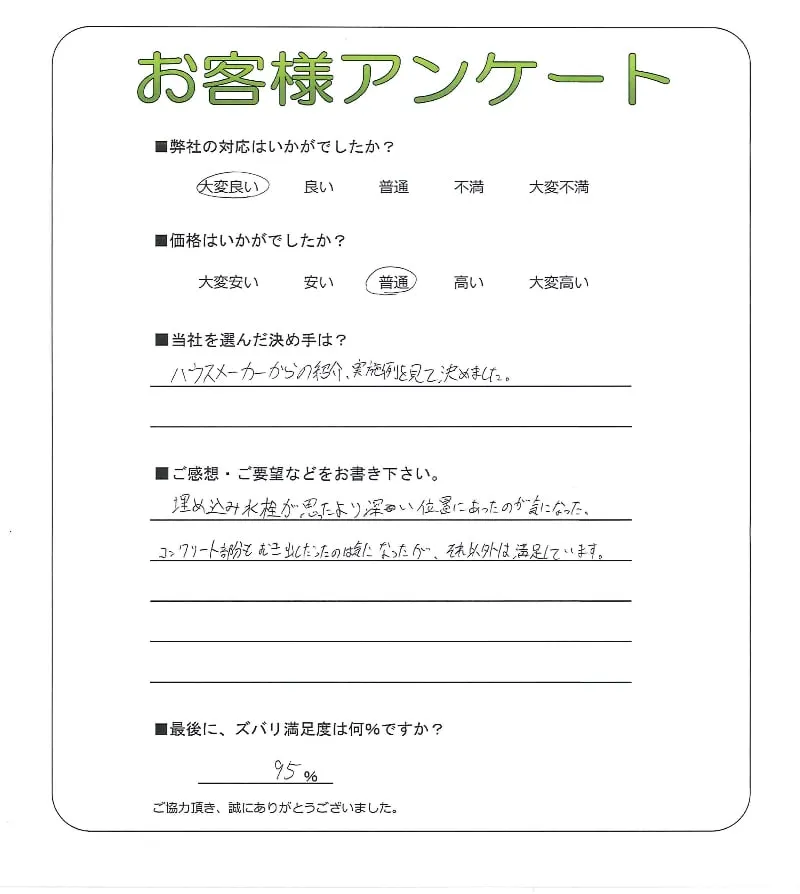 手書きアンケート