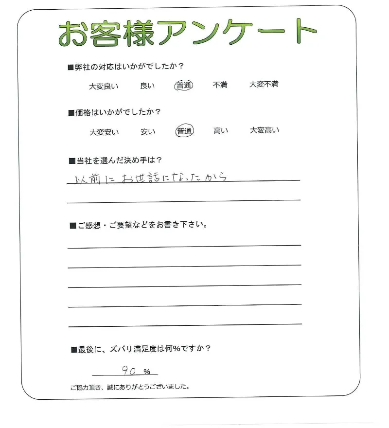 手書きアンケート