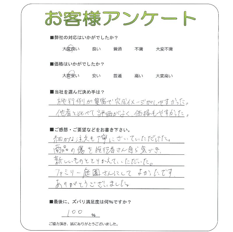手書きアンケート
