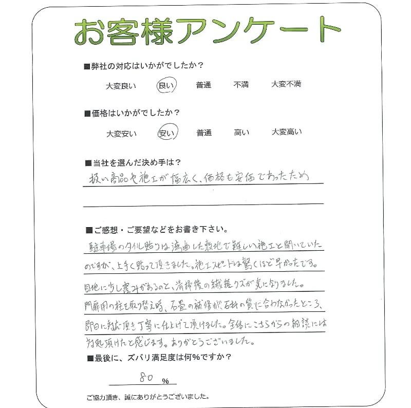 手書きアンケート