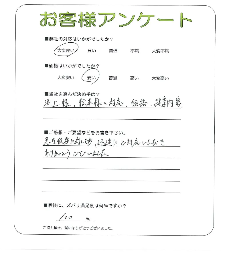 手書きアンケート
