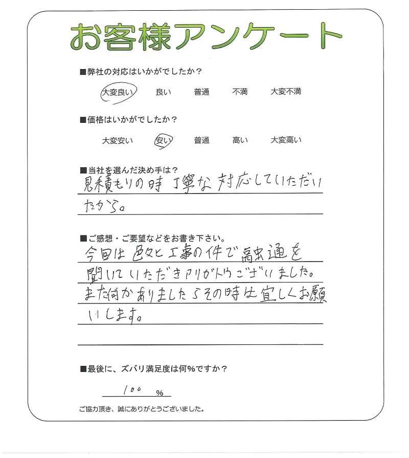 手書きアンケート