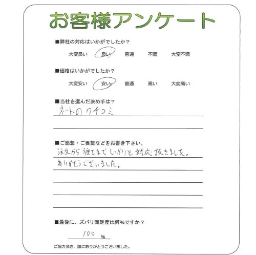 手書きアンケート