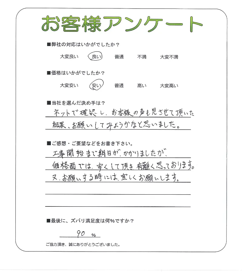 手書きアンケート