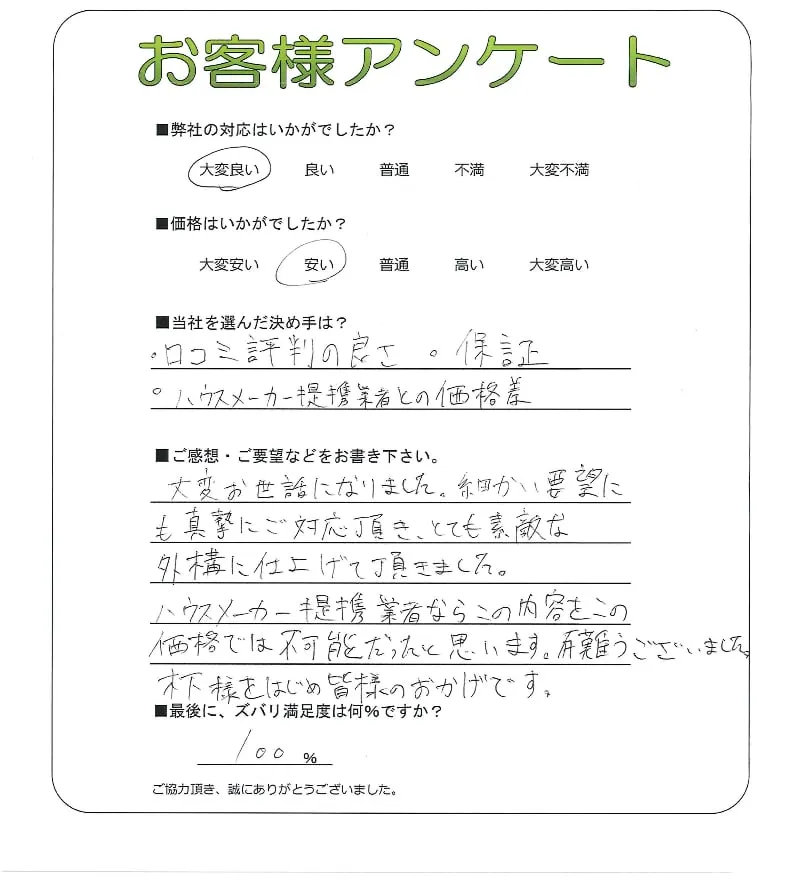 手書きアンケート