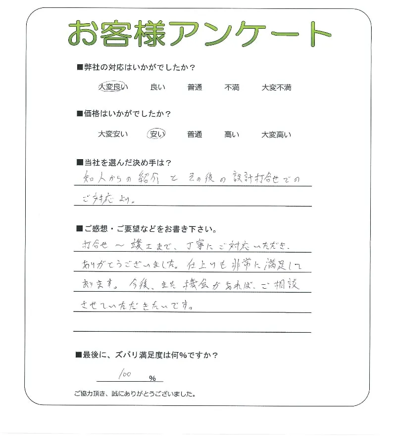 手書きアンケート
