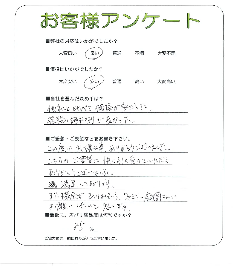手書きアンケート