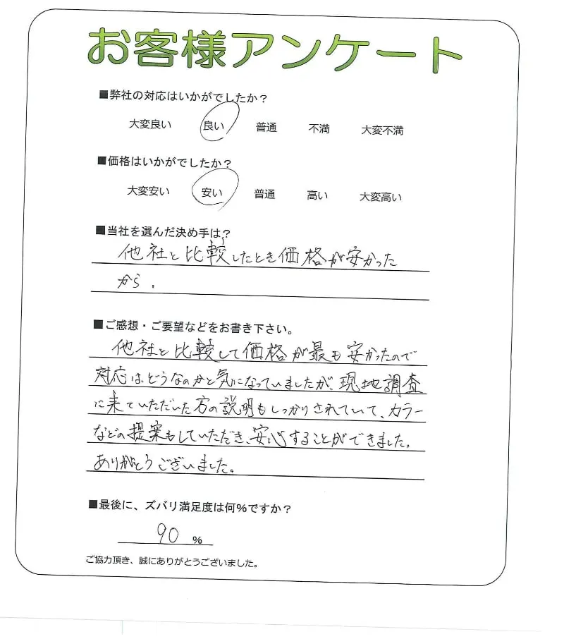 手書きアンケート