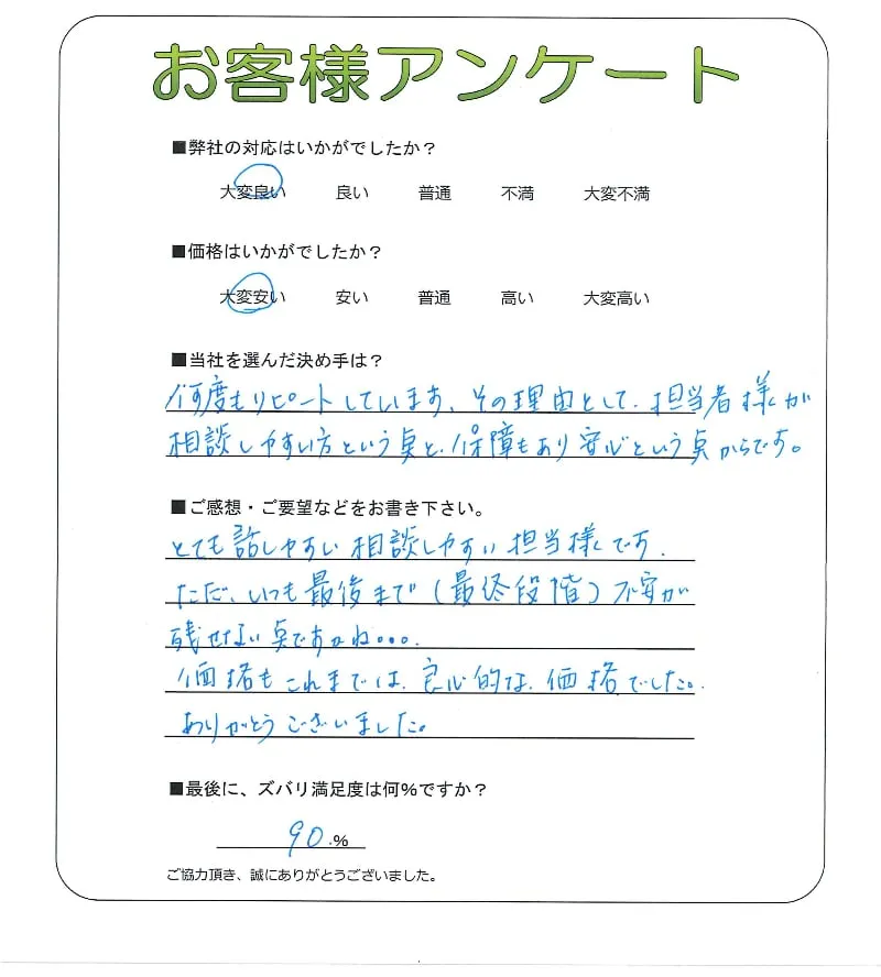 手書きアンケート
