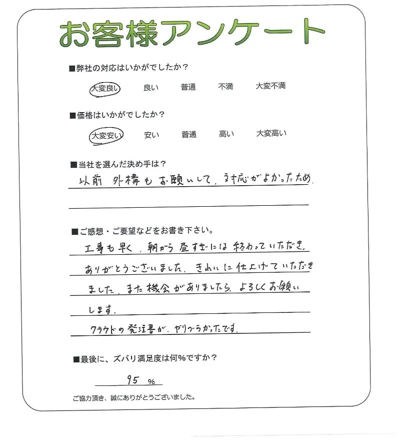 手書きアンケート