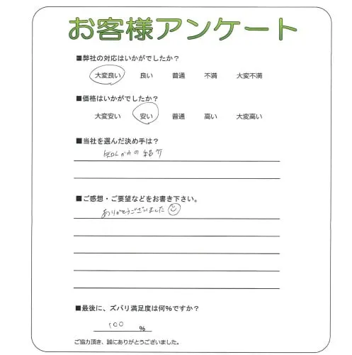 手書きアンケート