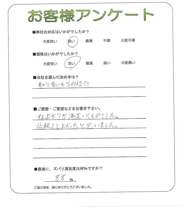 手書きアンケート