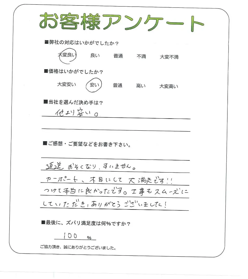 手書きアンケート