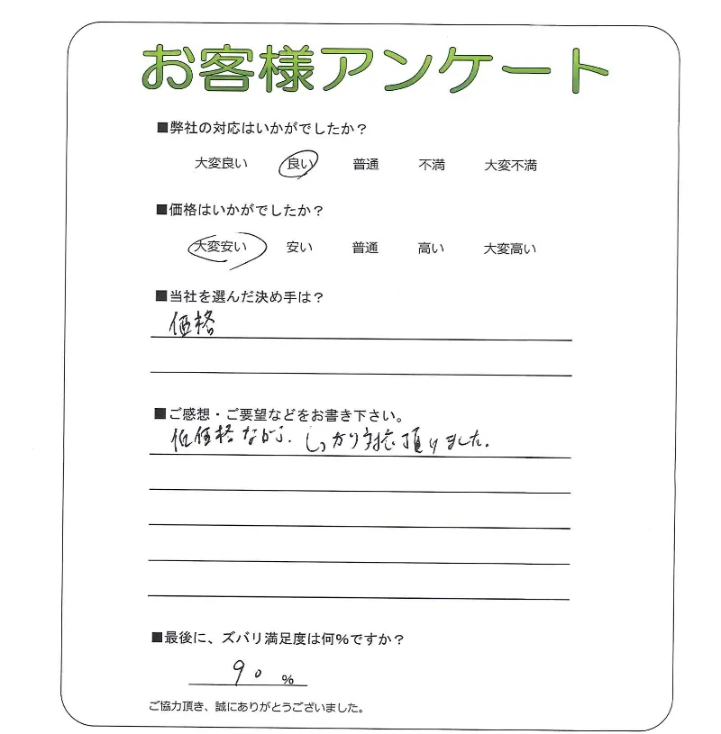 手書きアンケート