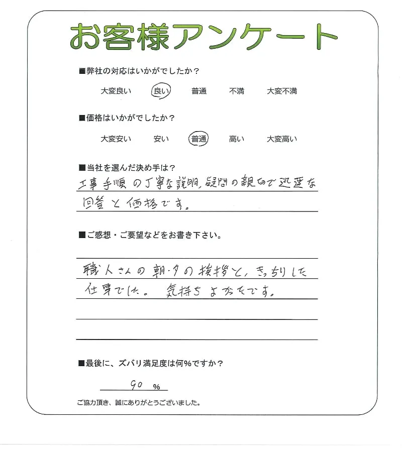 手書きアンケート