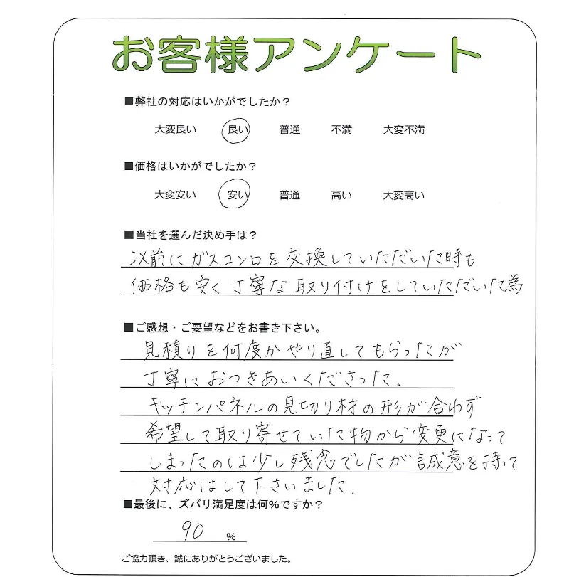 手書きアンケート