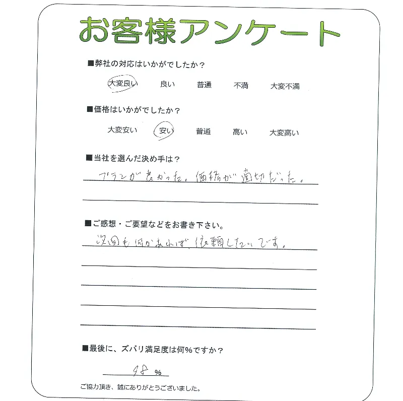 手書きアンケート