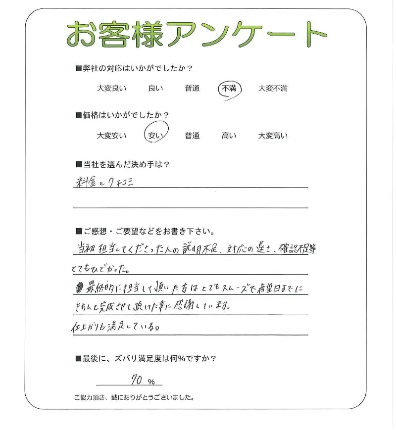 手書きアンケート