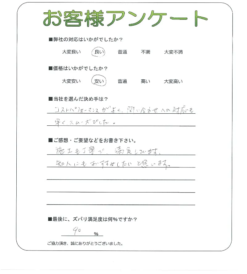 手書きアンケート