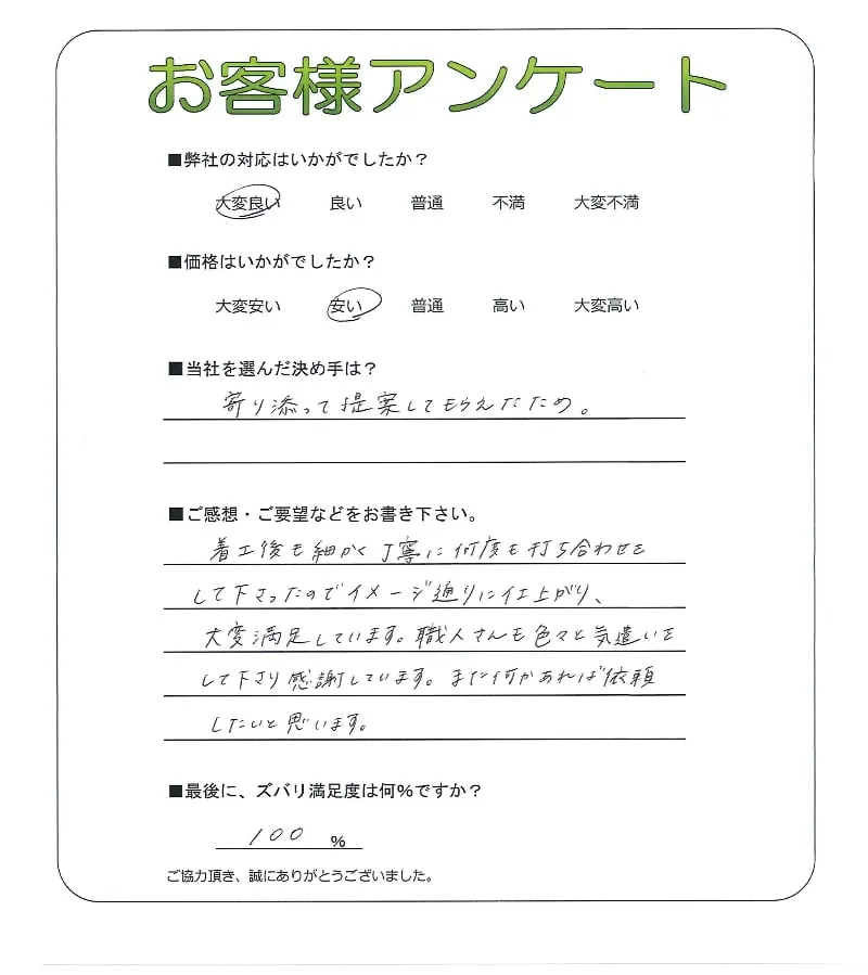手書きアンケート