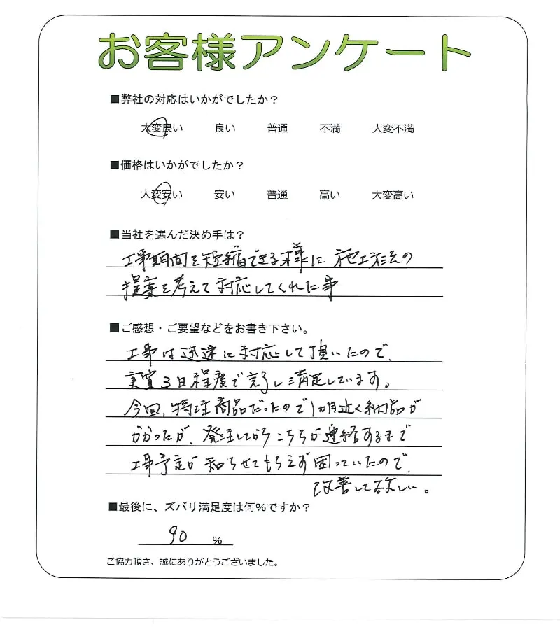 手書きアンケート