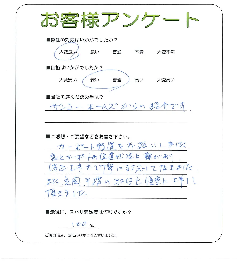 手書きアンケート