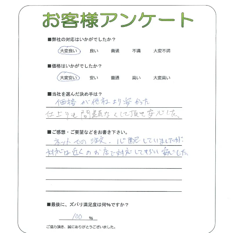 手書きアンケート