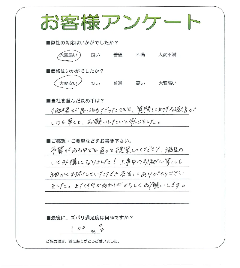 手書きアンケート