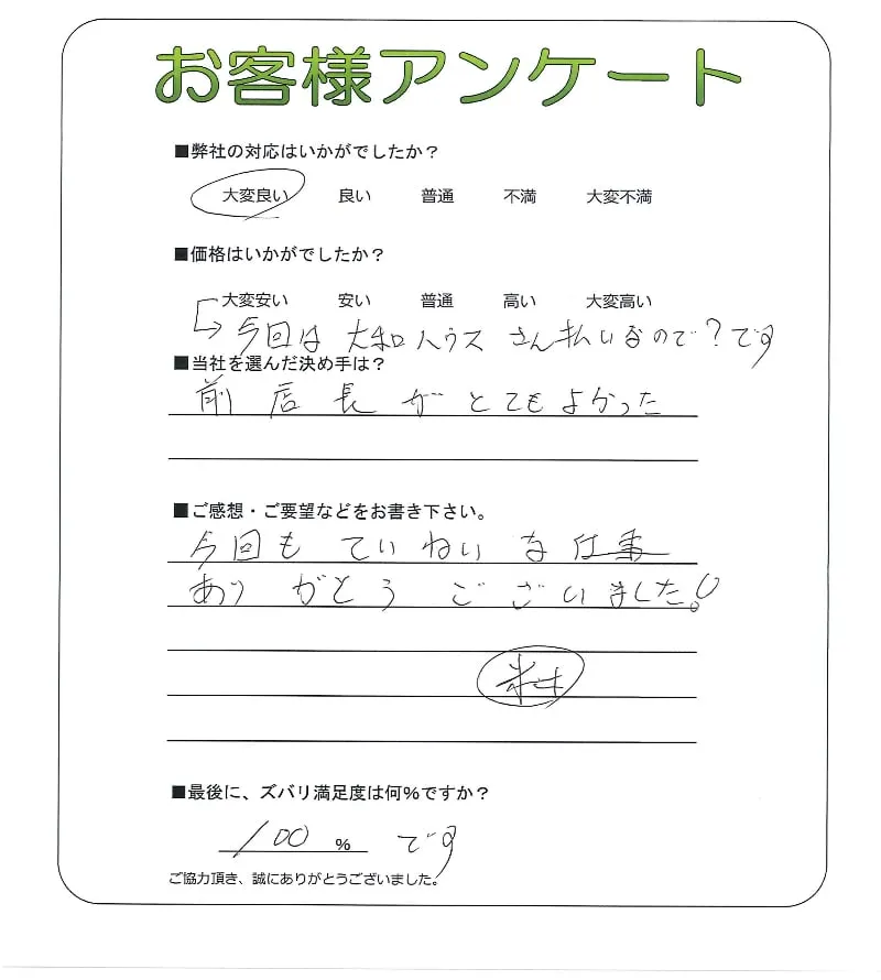 手書きアンケート