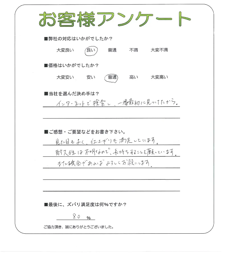 手書きアンケート