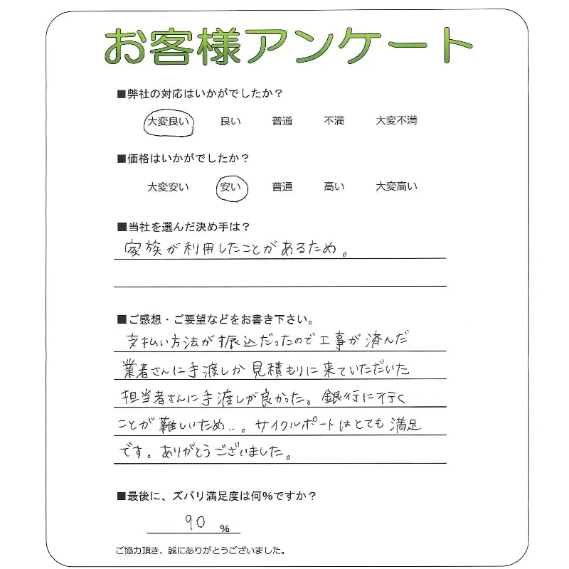 手書きアンケート