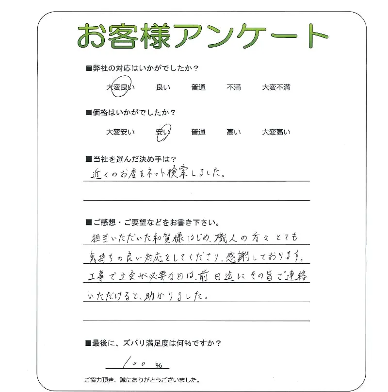 手書きアンケート