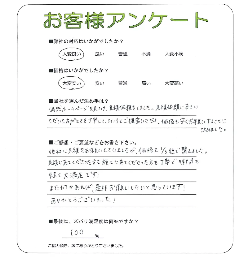 手書きアンケート