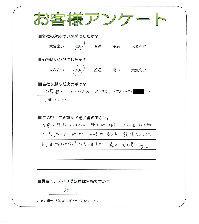 手書きアンケート
