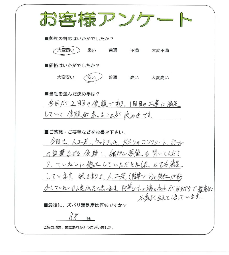 手書きアンケート