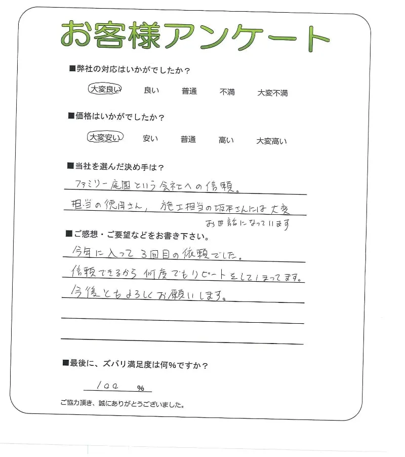 手書きアンケート