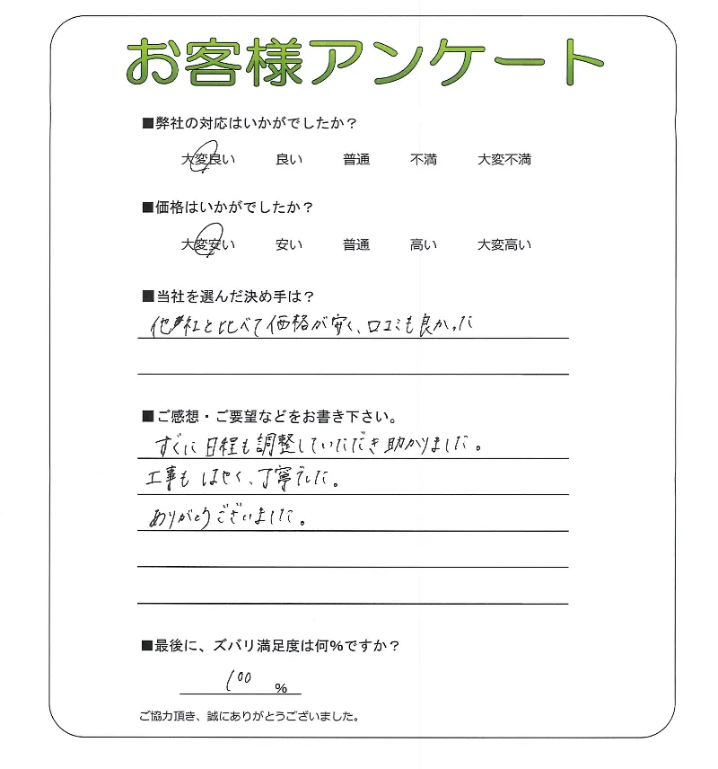 手書きアンケート