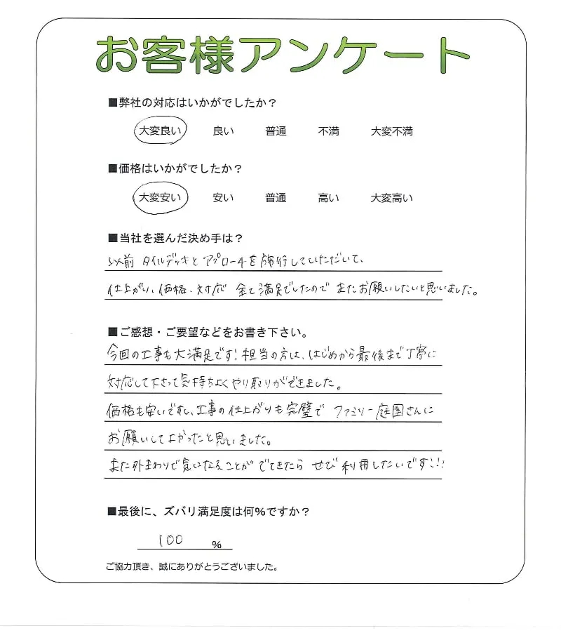 手書きアンケート
