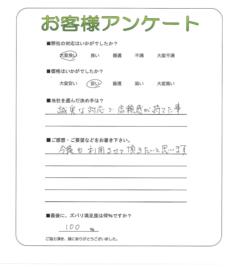 手書きアンケート