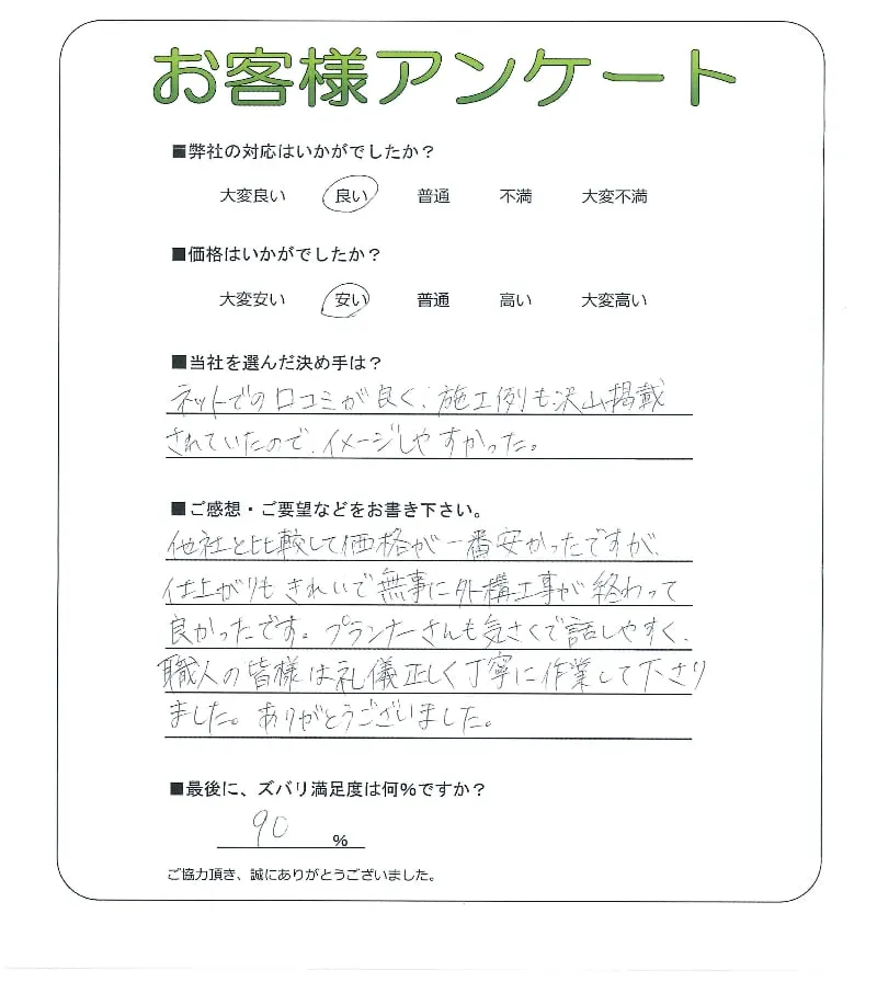 手書きアンケート